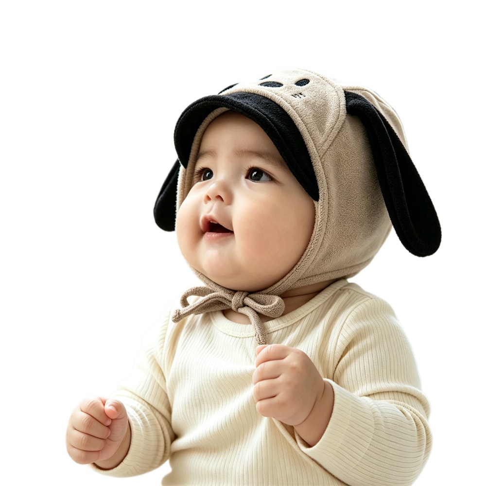Infant Beanie Hat With Ears - Gorro de algodón con orejas de