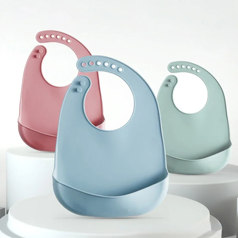 Waterproof Baby Bibs Silicone - 1/3 unidades Babero para bebé ajustable,