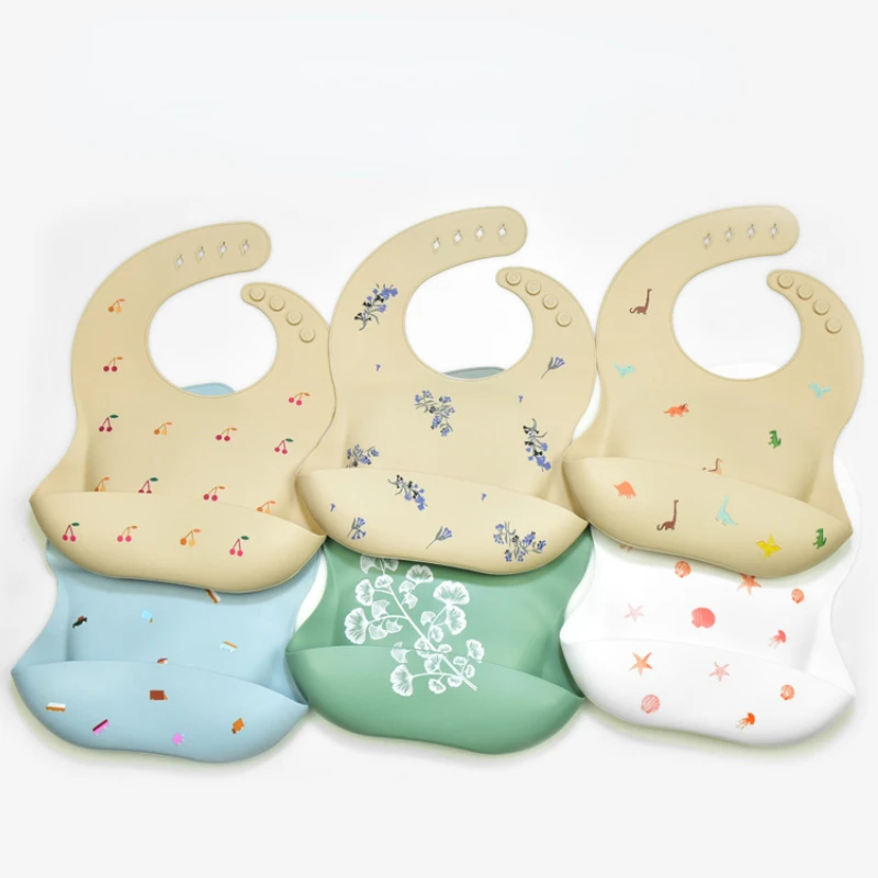 Waterproof Baby Bibs Silicone - Baberos para bebé INS, sin BPA,