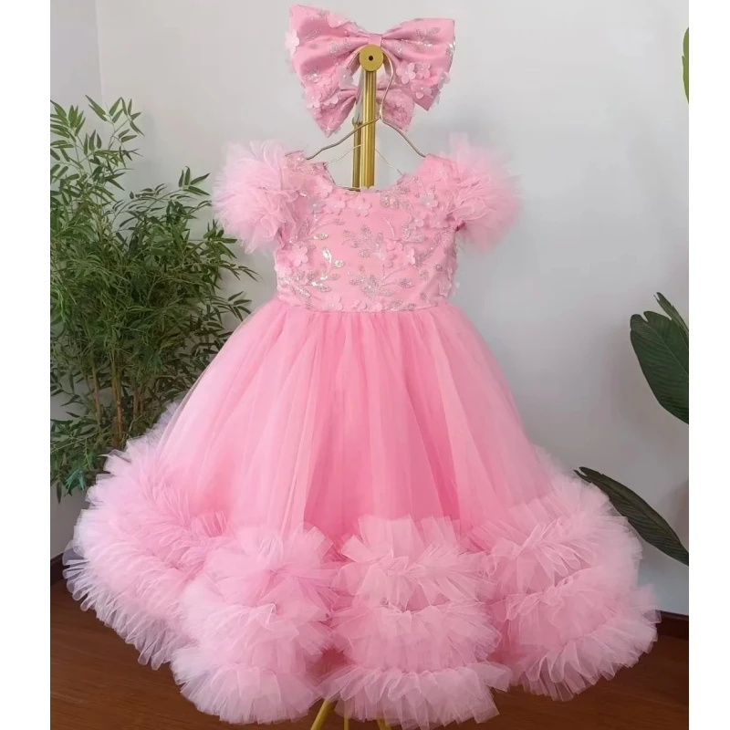 Toddler Girl Tulle Party Dress - Vestidos de niña de flores rosas