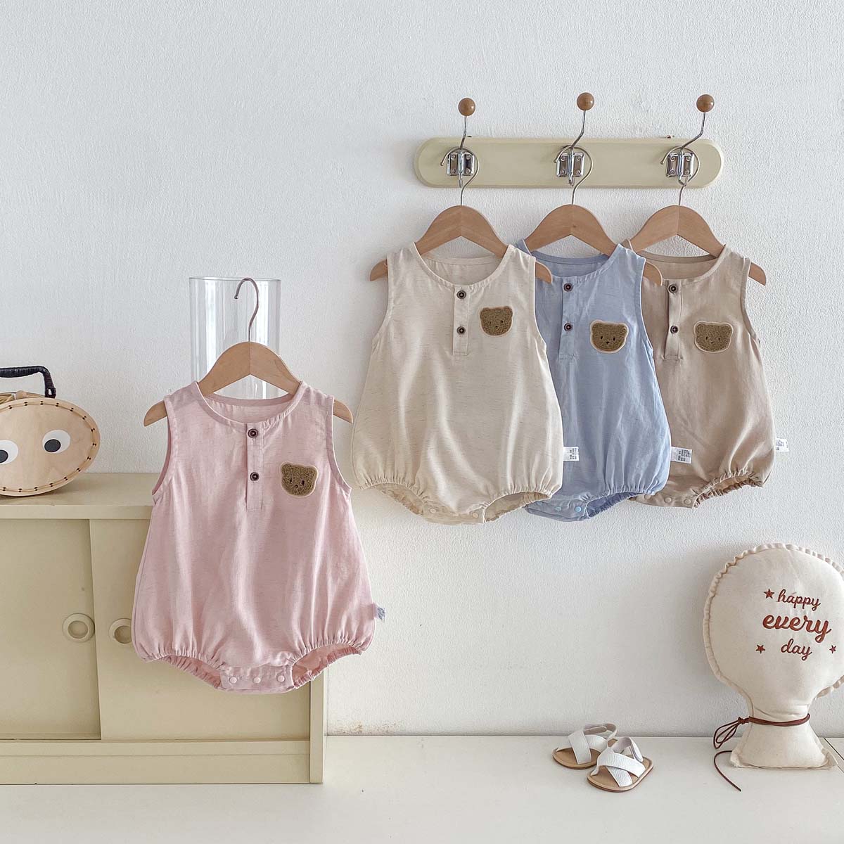 Baby Summer Linen Sleeveless Jumpsuit - Mono de Verano para Bebé con