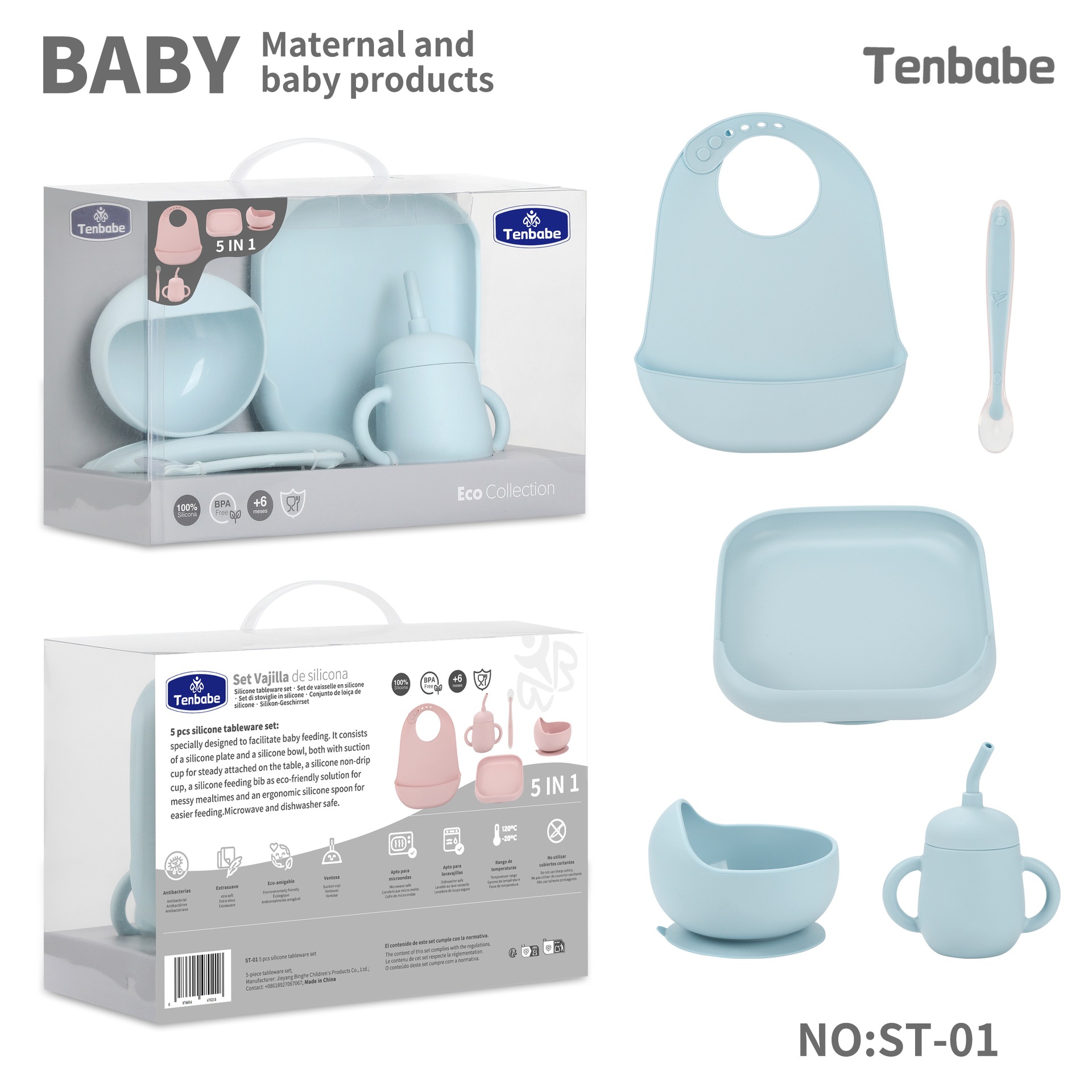 Waterproof Baby Bibs Silicone - Set de Vajilla para Bebé de