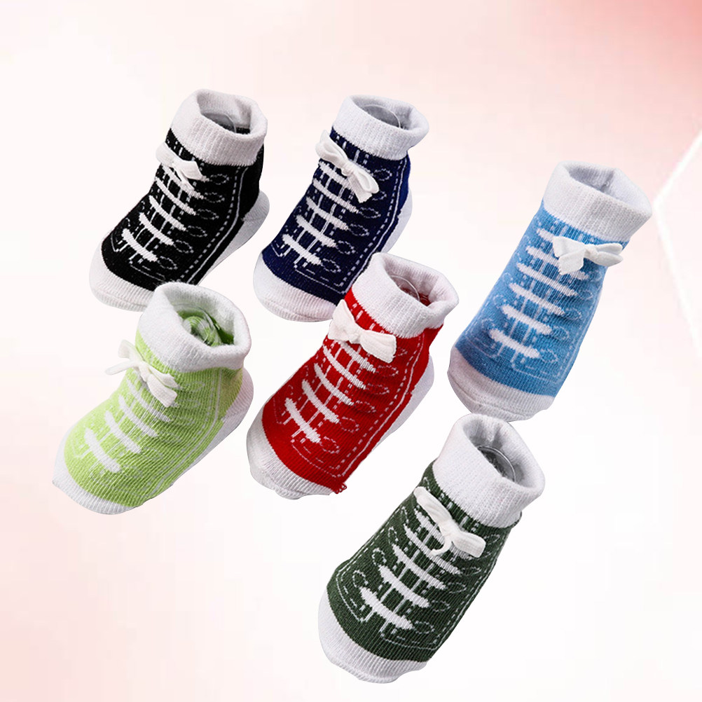 Unisex Baby Socks Non Slip - 6 pares de calcetines de algodón