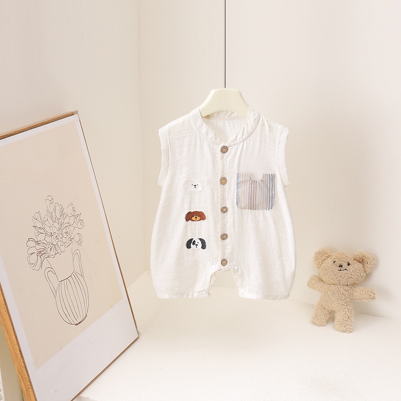 Baby Summer Linen Sleeveless Jumpsuit - Mono de bebé unisex de lino