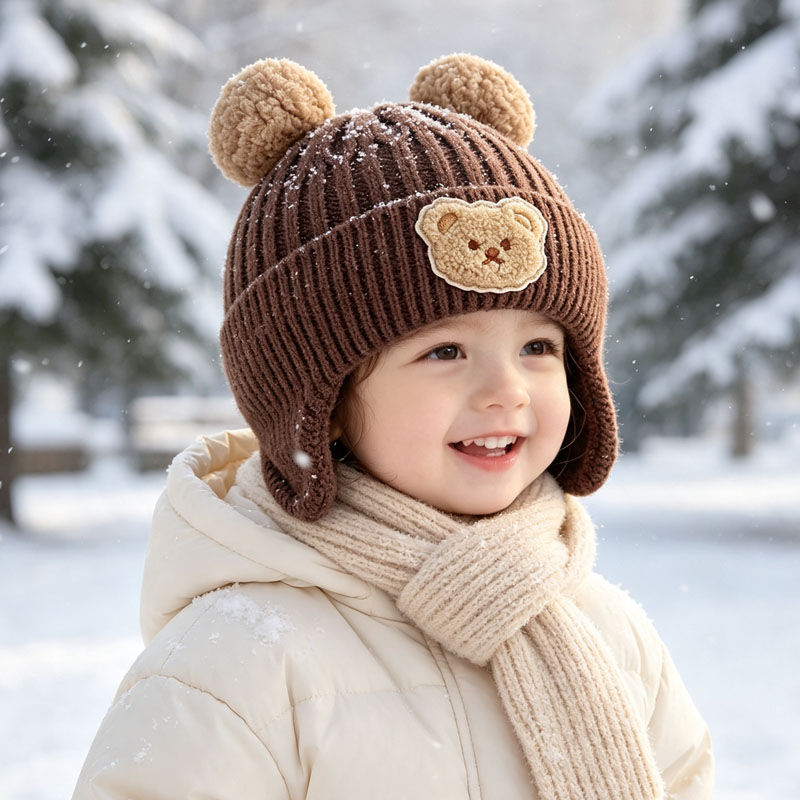 Infant Beanie Hat With Ears - 1-10PCS Gorro de Punto con Orejas