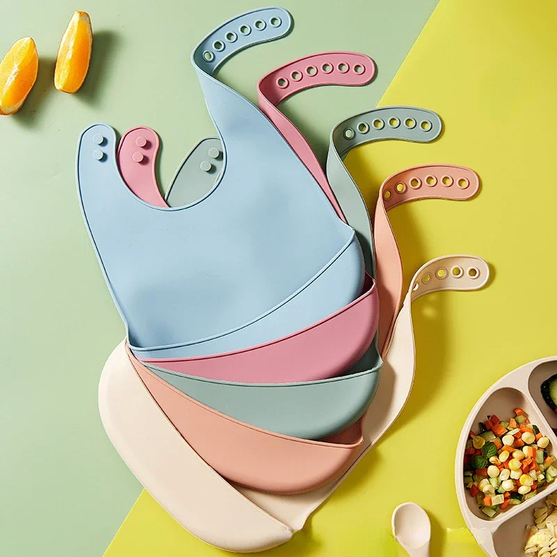 Waterproof Baby Bibs Silicone - 1-4 unidades de baberos ajustables e