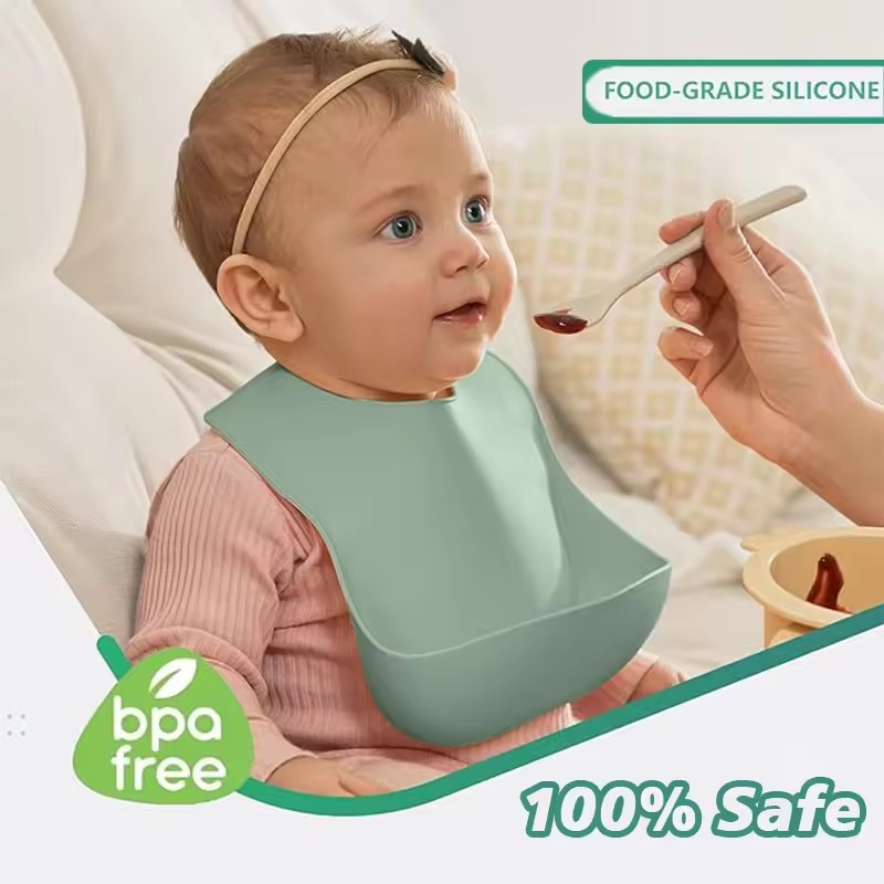 Babero con bandeja de silicona - Waterproof Baby Bibs Silicone reseña y precio