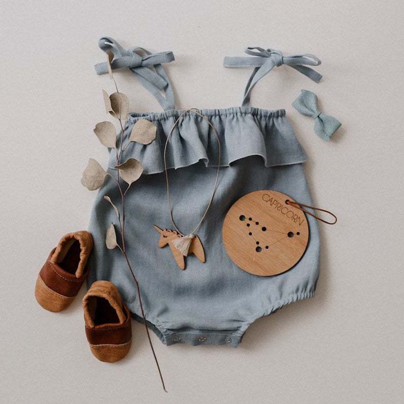 Pelele de lino y algodón con l - Baby Summer Linen Sleeveless Jumpsuit reseña y precio