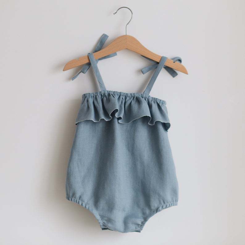 Pelele de lino y algodón con l - Baby Summer Linen Sleeveless Jumpsuit reseña y precio