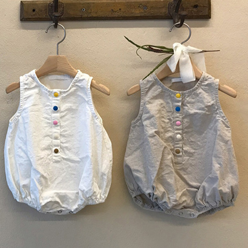 Pelele de lino y algodón para  - Baby Summer Linen Sleeveless Jumpsuit reseña y precio