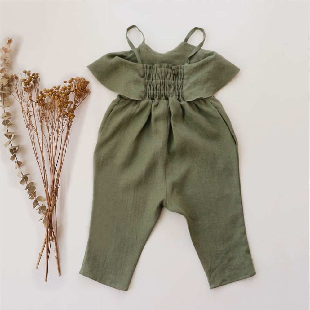 Ropa de verano para niña peque - Baby Summer Linen Sleeveless Jumpsuit reseña y precio