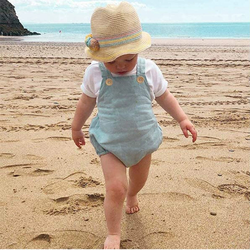 2025 verano recién nacido bebé - Baby Summer Linen Sleeveless Jumpsuit reseña y precio