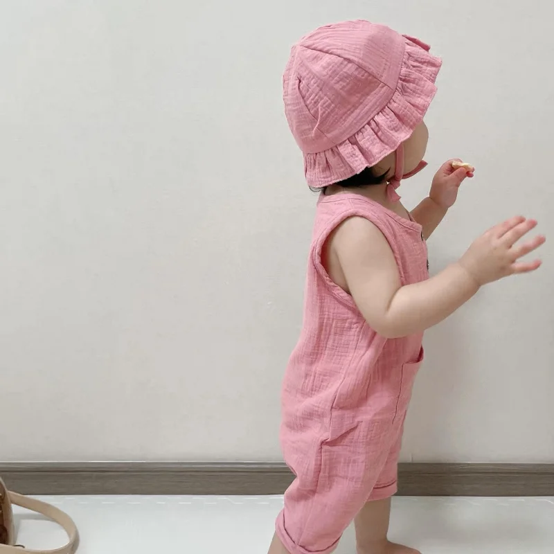 2 unids/set de ropa de verano  - Baby Summer Linen Sleeveless Jumpsuit reseña y precio