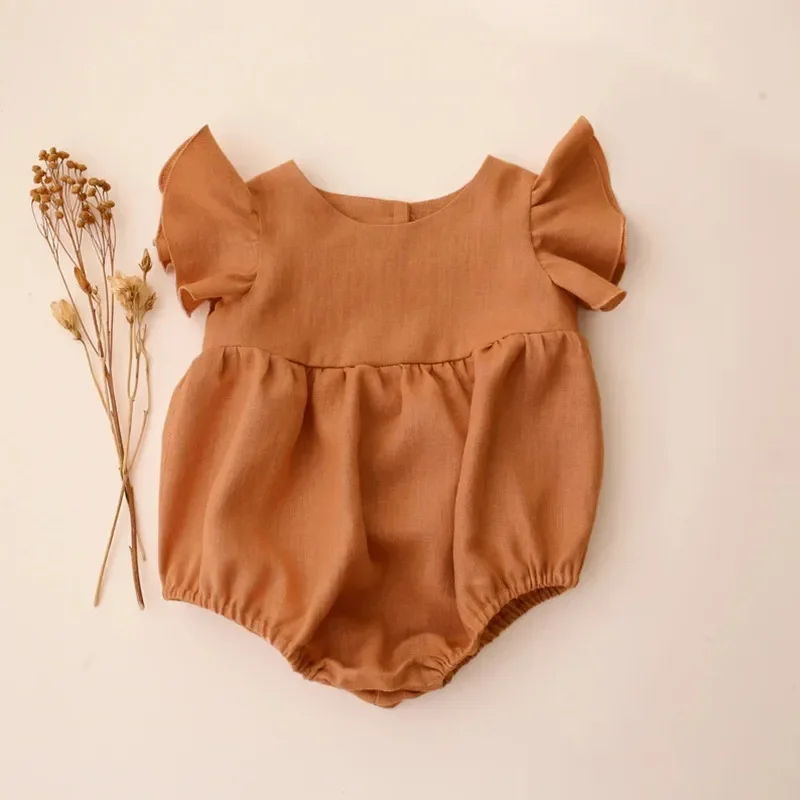 Ropa de lino y algodón para ni - Baby Summer Linen Sleeveless Jumpsuit reseña y precio