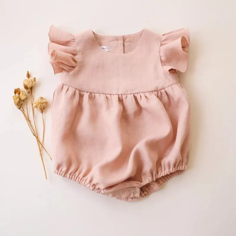 Ropa de lino y algodón para ni - Baby Summer Linen Sleeveless Jumpsuit reseña y precio